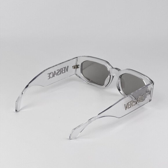 Versace VE4489U 148/8V Transparent Rectangle Sunglasses Silver Mirror Unisex main image 4